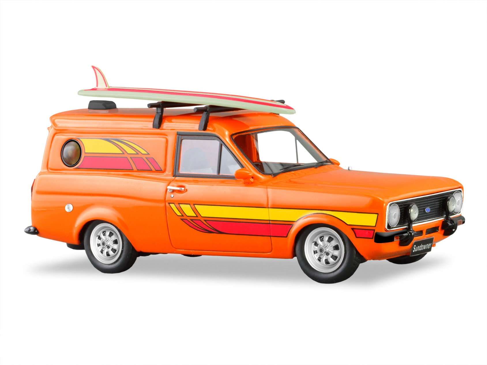 1978 Ford Escort Sundowner Panel Van – Raw Orange With Surfboard